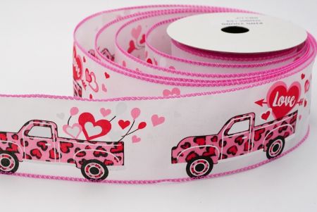 WHITE PINK TRUCK LOVE RIBBONS
