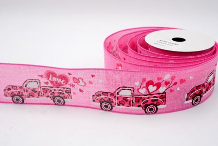 Розовая лента с изображением грузовика и надписью Love