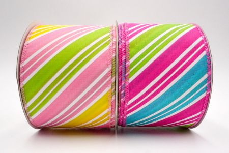 Spring Party Stripe Ribbon - Spring colors wired ribbons