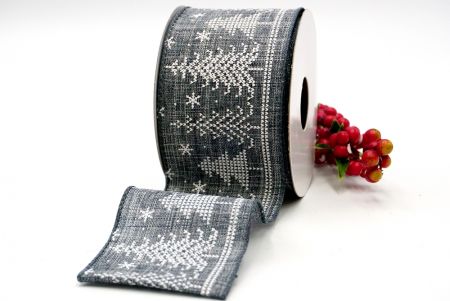 grey christmas tree knit ribbon