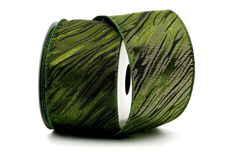 green wood patterns ribbon