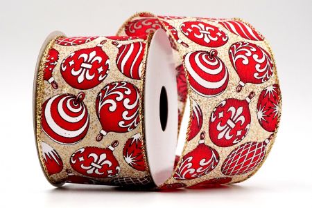 Glitter Red Bauble Ribbon_gold