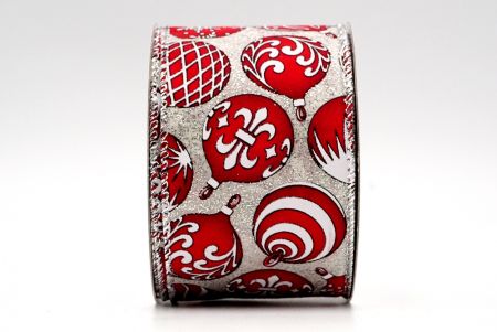 Glitter Red Bauble Ribbon_silver