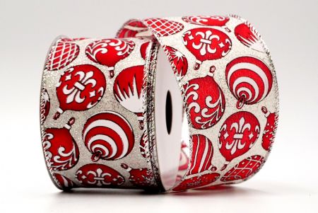 Glitter Red Bauble Ribbon_silver