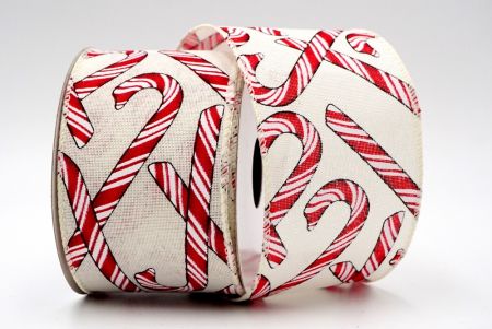 Candy Canes Cross Ribbon_red and white no glitter