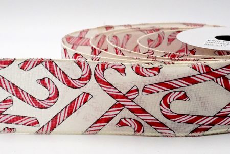 Candy Canes Cross Ribbon_red and white no glitter