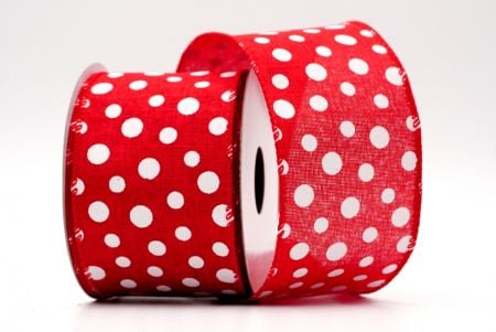 Random Polka Dots Ribbon_red faux burlap