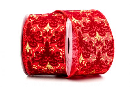 Cinta con cable de flores reales y diseño de scroll_KF6593-rojo