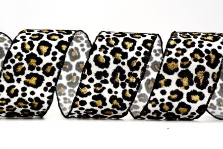 Wstążka z nadrukiem leoparda z aksamitu/glitteru_KF6595-1-53