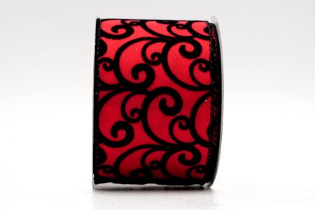 Ruban filaire en velours Scroll_KF661-Rouge/Noir
