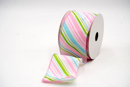 Pink WiredDiagonal Rainbow Stripes Ribbon_KF668GC-5-5