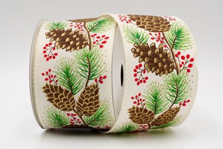 Pinecones with leaves Ribbon/IVROY