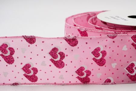 Double hearts with glitters Ribbon_KF6879GC-5-5/PINK