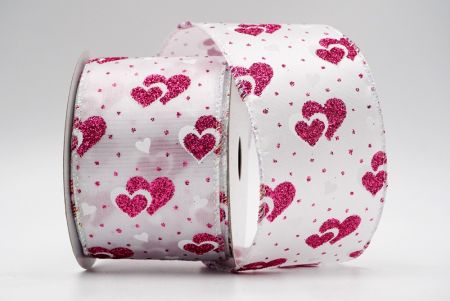 Double hearts with glitters Ribbon_KF6879GN-1/WHITE