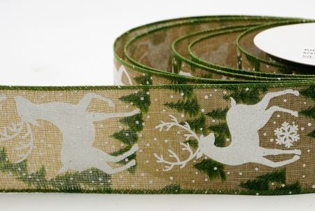 Reindeer in forest_faux burlap