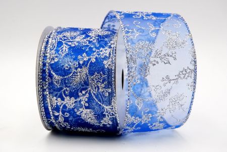 Fita de Cetim Sheer com Glitter Mistletoe Azul Royal_KF6943