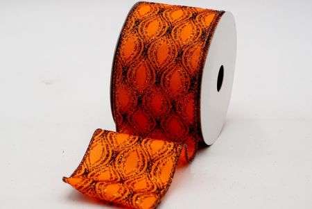 Оранжевая градиентная лента с волнами из блесток_KF6950GO-41