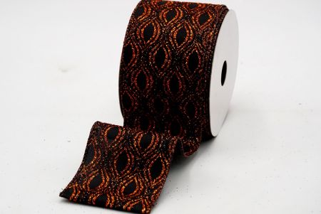 Темно-коричневая оранжевая лента с узором из блесток_KF6950GO-54