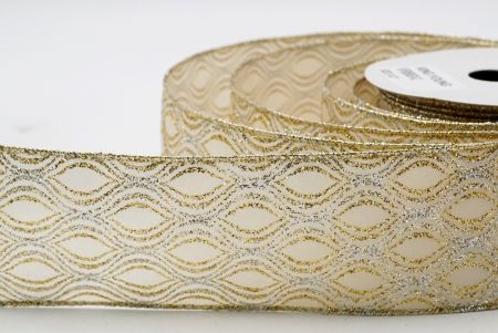 Satin Ivory with Two glitters Wave Ribbon_KF6950GV-2
