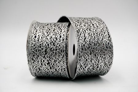Interwined Metallic Foil Stripes Wire Ribbon_black