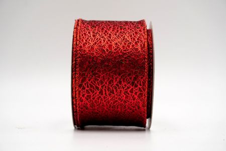 Ruban en fil métallique entrelacé avec des rayures en feuille métallique_rouge