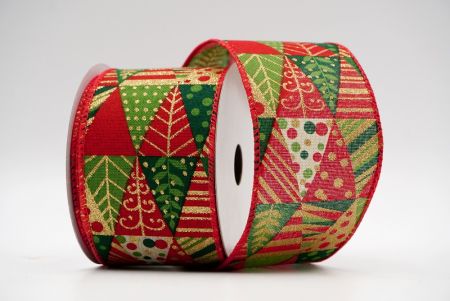 Green Red Gold Christmas Tree Collage Ribbon_KF6994GC-7-7
