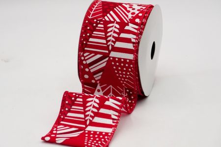 Red Christmas Trees Design Collage Ribbon_KF6995GN-1