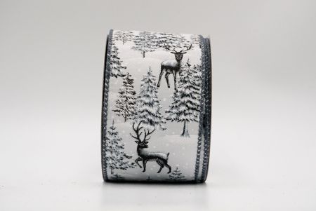 Grey/White Forest Reindeer Ribbon _KF7034GC-1-123