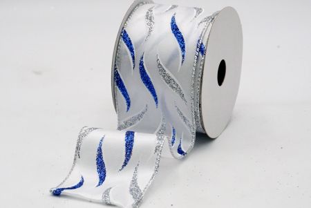 Glitter Blue&Silver Leaves Ribbon_KF7044G-1BS