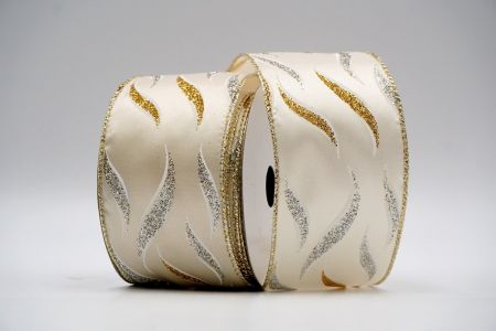 Ivory Satin Gold and Silver Glitter Ribbon_KF7044G-2GS