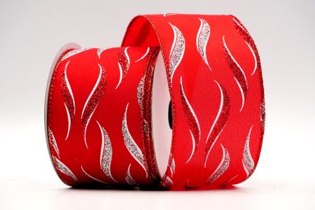 Satin Red Glitter Pattern Silver and Red Ribbon_KF7044GR-7RS