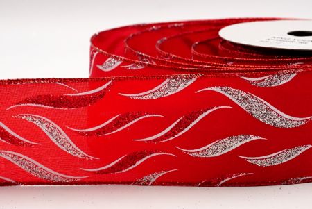 Satin Red Glitter Pattern Silver and Red Ribbon_KF7044GR-7RS