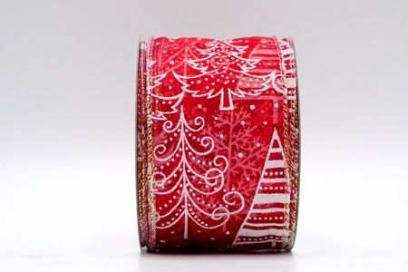 Cinta roja transparente con purpurina blanca para Navidad_KF7045GN-7N
