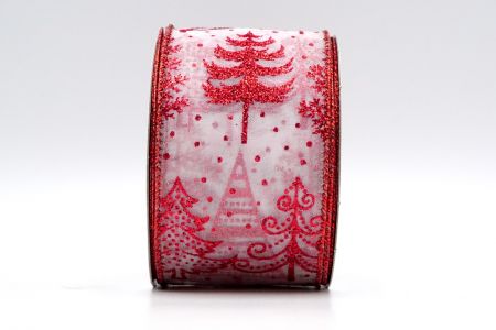 Sheer Red Glitter Christmas Tree Ribbon_KF7045GR-1R