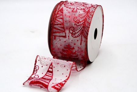 Ruban de sapin de Noël rouge transparent à paillettes_KF7045GR-1R
