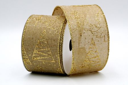 Luonnollinen sileä kudos kultaista kimalletta sisältävät puurusetit nauha_KF7046G-17G