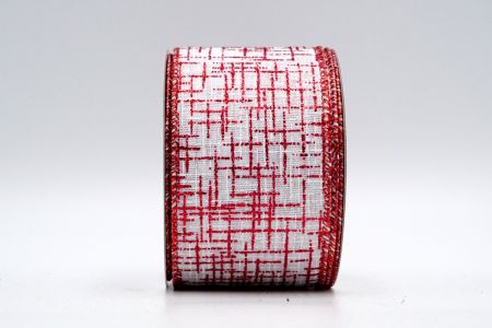Красная гладкая ткань с блестками и клетчатой лентой_KF7048GR-1