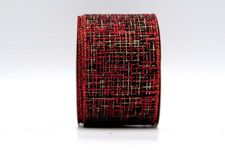 Black Plain weave Glitter Red Check Ribbon_KF7048GR-53