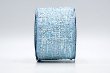 Ruban à carreaux en tissu uni bleu clair avec ruban à paillettes argentées_KF7049GC-12-216