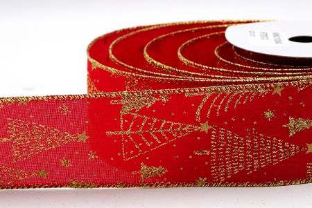 Red Gold Different Christmas Trees Ribbon_KF7097G-7G