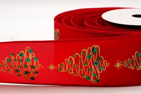 Rotes Satinband mit grünem Glitzer und goldenem Weihnachtsbaum_KF7108GC-7-7