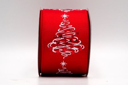 Κόκκινη Σατέν Γκλίτερ Κορδέλα Χριστουγεννιάτικου Δέντρου_KF7108GC-7R-7