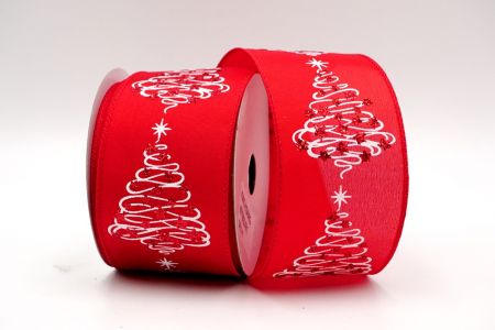 Κόκκινη Σατέν Γκλίτερ Κορδέλα Χριστουγεννιάτικου Δέντρου_KF7108GC-7R-7