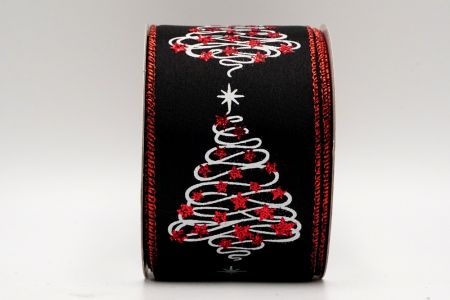 شريط شجرة عيد الميلاد باللون الأسود الساتاني واللمعة الحمراء_KF7108GR-54