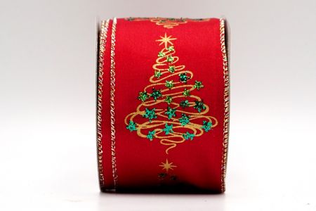 Μπορντό Σατέν Πράσινο/κόκκινο Γκλίτερ Κορδέλα Χριστουγεννιάτικου Δέντρου_KF7108GV-8
