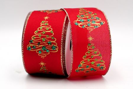 Burgunderrotes Satinband mit grünem/rotem Glitzer für Weihnachtsbaum_KF7108GV-8