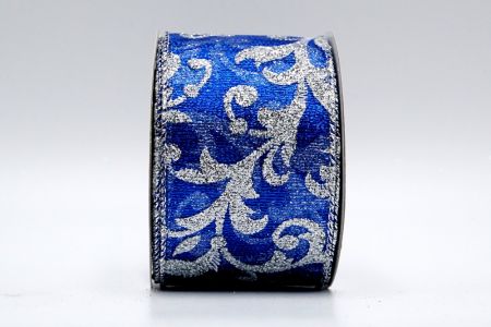 Ruban floral métallique bleu royal_KF7118G-4