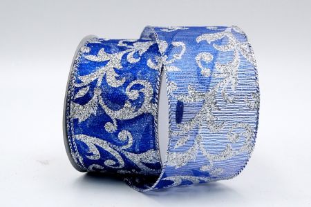 Ruban floral métallique bleu royal_KF7118G-4