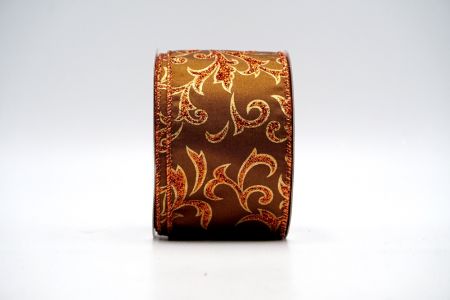 Fita de padrão floral de cetim cobre com glitter vermelho_KF7138GZ-59