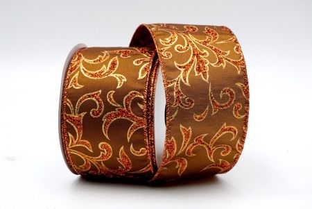 Cinta de patrón floral de satén cobre con brillo rojo_KF7138GZ-59
